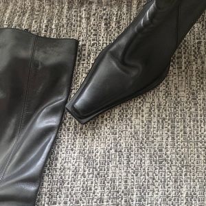 Italian leather square toe and heel high boot